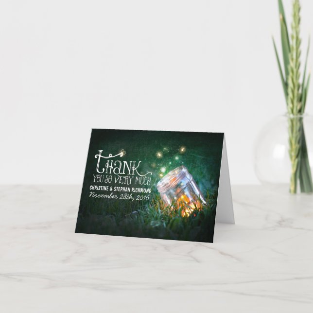 Carte de remerciement de mariage rêveuse avec pot  (Devant)