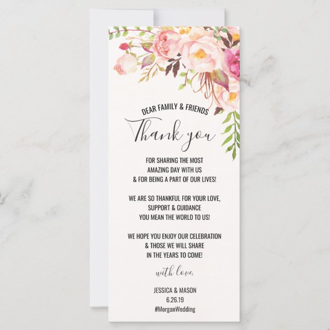 Carte de remerciement de mariage - Rose Antique (Devant)
