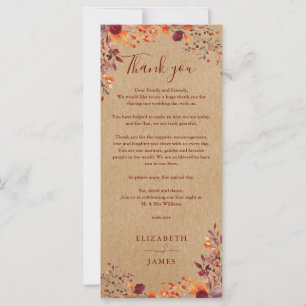 Carte de Remerciement de Mariage Rustique d'Automn
