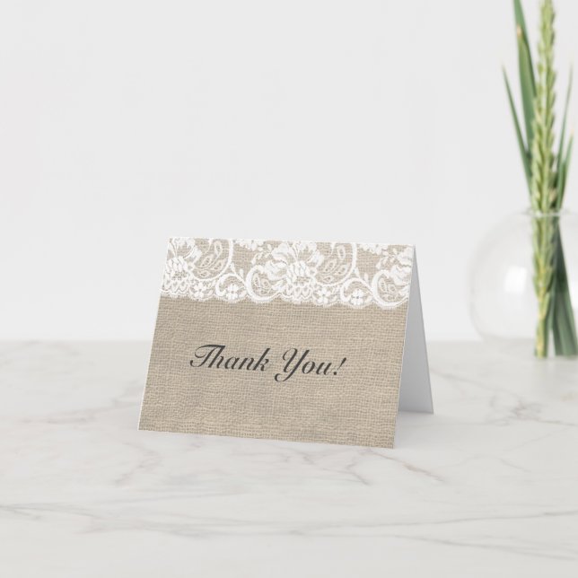 Carte de remerciement de mariage rustique en dente (Devant)