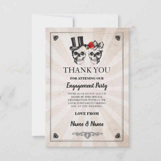 Carte de remerciement de mariage rustique Hallowee (Devant)