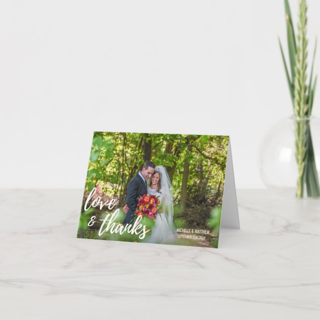 Carte de remerciement de mariage Script AMOUR & ME (Devant)