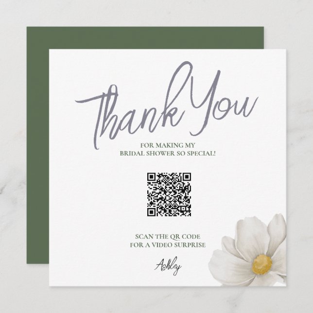 Carte de remerciement de mariage simple avec code  (Devant / Derrière)
