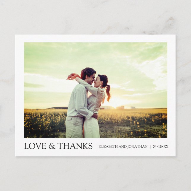 Carte de remerciement de mariage simple moderne av (Devant)