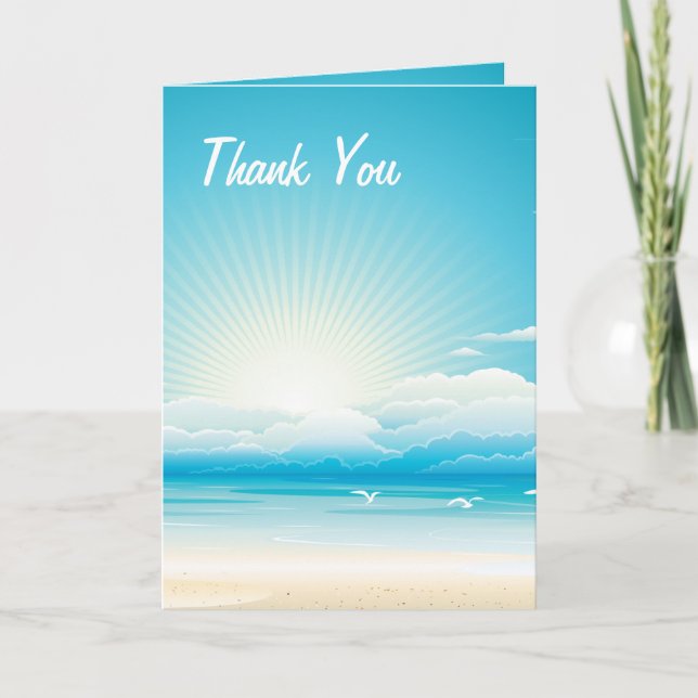 Carte de remerciement de mariage Tropical Beach (Devant)