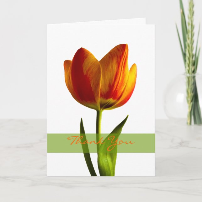 Carte de remerciement de mariage Tulipe Orange (Devant)