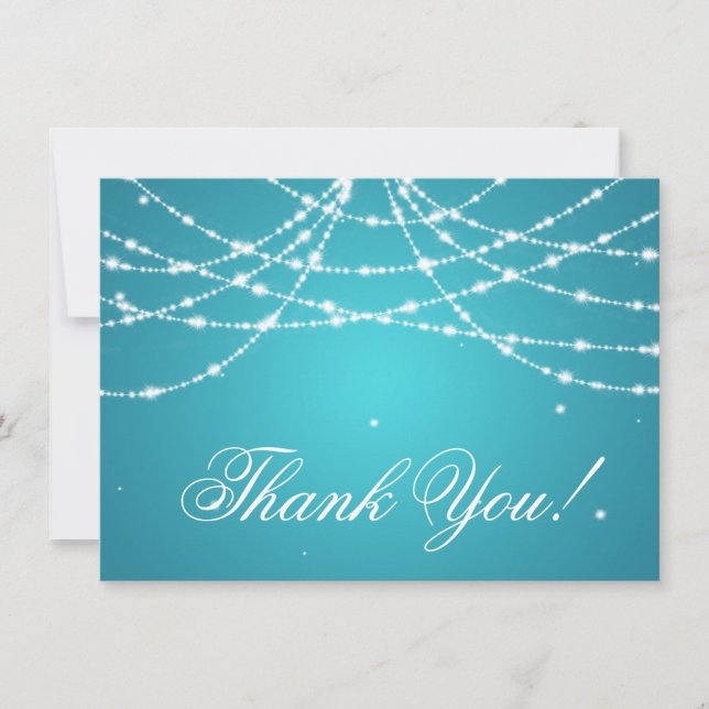 Carte de remerciement de mariage turquoise à cordo (Devant)