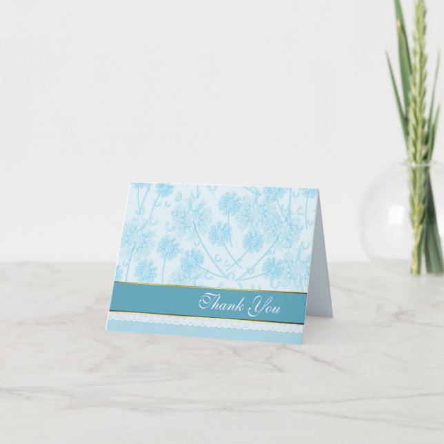 Carte de remerciement de mariage Turquoise Dandeli (Devant)