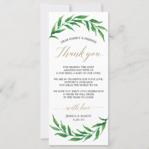 Carte de remerciement de mariage - Verdure
