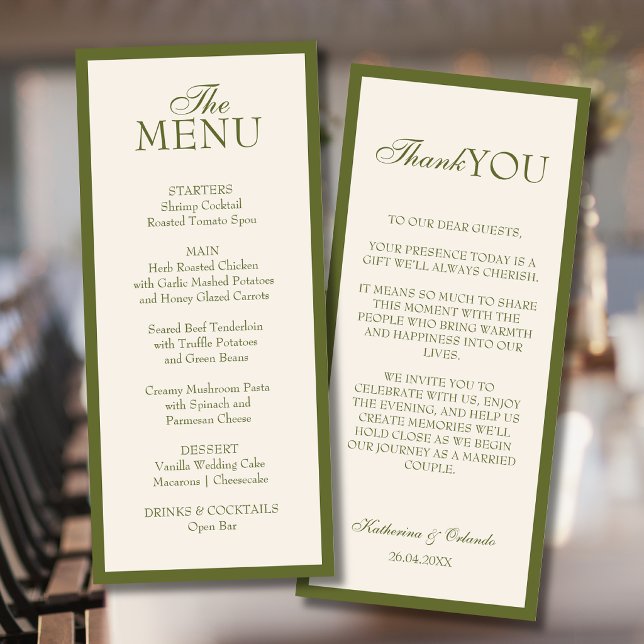 Carte de remerciement de menu de mariage minimalis (Créateur téléchargé)