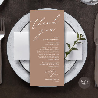 Carte de remerciement de mise en place de mariage