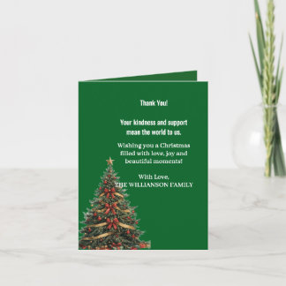 Carte de remerciement de Noël élégante avec arbre