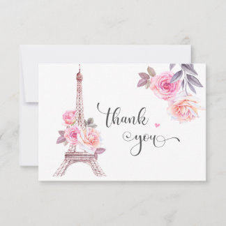 Carte de remerciement de Paris, Tour Eiffel floral