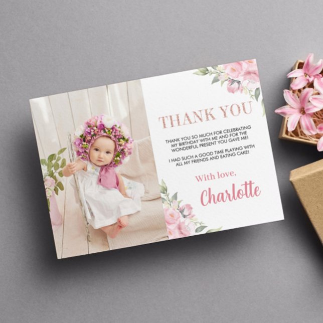 Carte de remerciement de photo d'anniversaire de f (Créateur téléchargé)