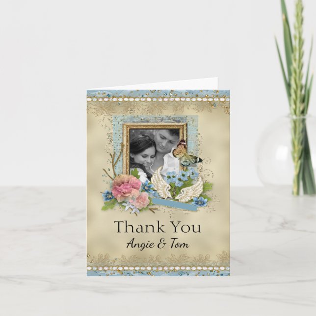 Carte de remerciement de photo de mariage (Devant)