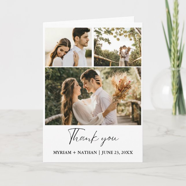 Carte de remerciement de photo de mariage de la ma (Devant)
