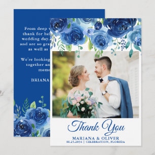 Carte de remerciement de photo de mariage Navy Blu
