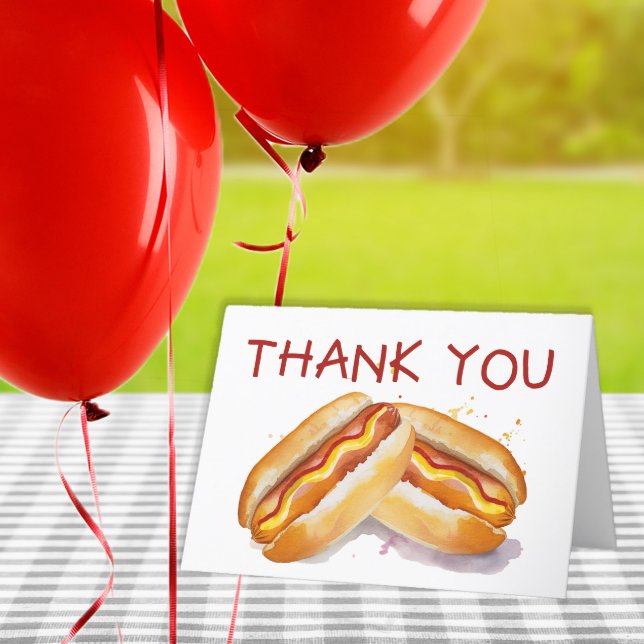 Carte de remerciement de pique-nique d'été Hot Dog (Blank Thank You Card)