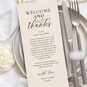 Carte de remerciement de réception de mariage mode