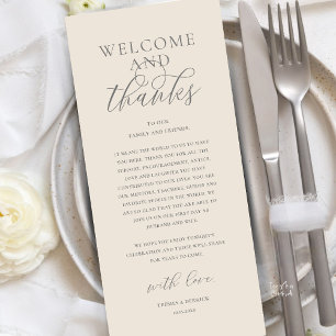 Carte de remerciement de réception de mariage mode