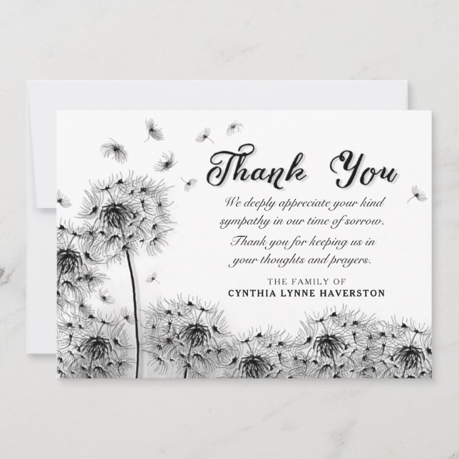 Carte de remerciement de sympathie Black & White D (Devant)