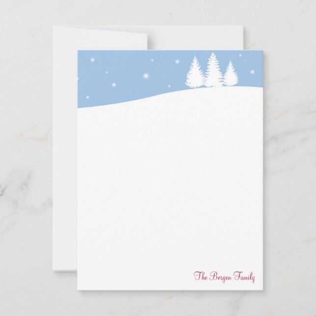 Carte de remerciement de vacances d'arbre blanc d' (Devant)