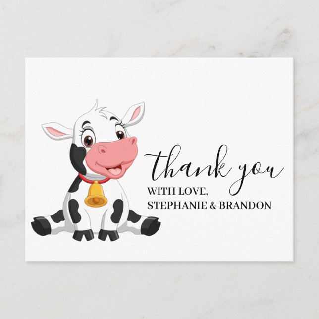 Carte de remerciement de veau bébé dessin animé mi (Devant)