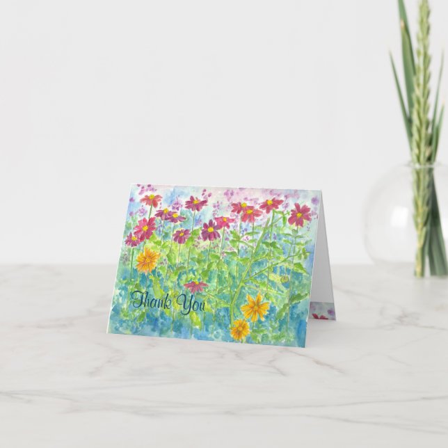 Carte de remerciement de Zinnia Watercolor (Devant)