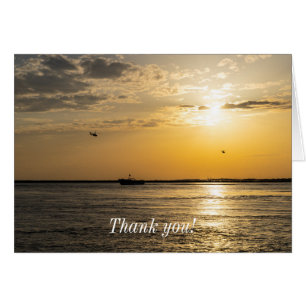 Carte de remerciement Destin Sunset et hélicoptère