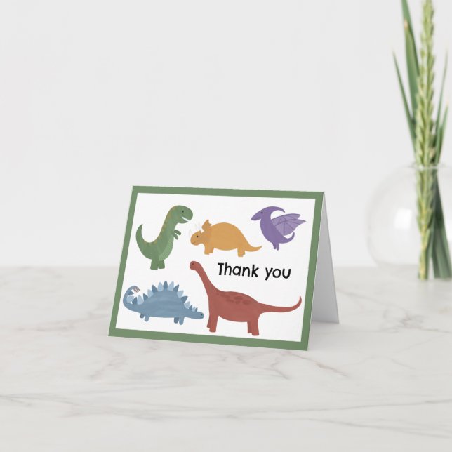 Carte de remerciement Dinosaur pour l'anniversaire (Devant)