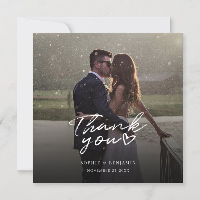 Carte de remerciement du Mariage par lettre à la m (Devant)