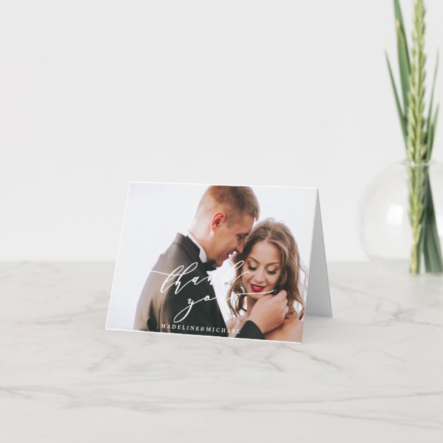 Carte de remerciement du Mariage photo plié (Devant)