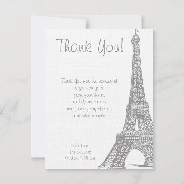 Carte de remerciement d'un mariage dans un apparte (Devant)