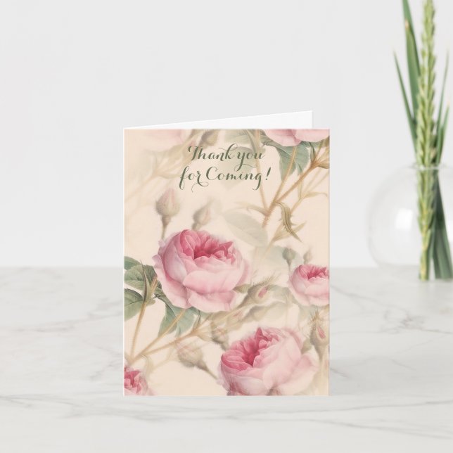 Carte de remerciement élégante à motif floral pour (Devant)