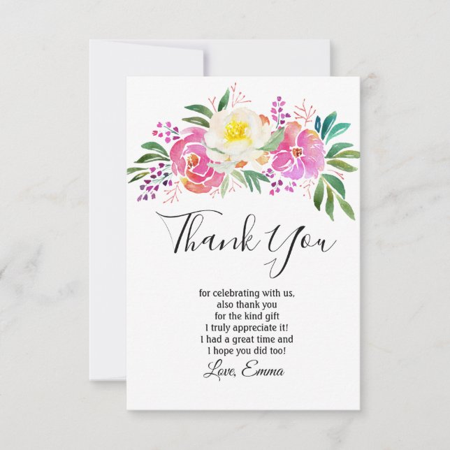 carte de remerciement élégante avec fleurs printan (Devant)