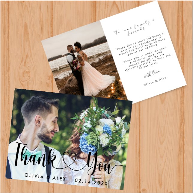 Carte de remerciement élégante chic écriture amour (Créateur téléchargé)