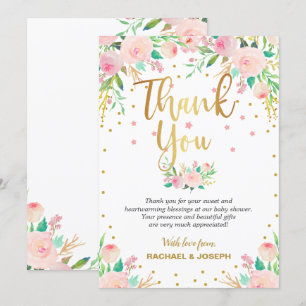 Carte de remerciement élégante rose florale pour B