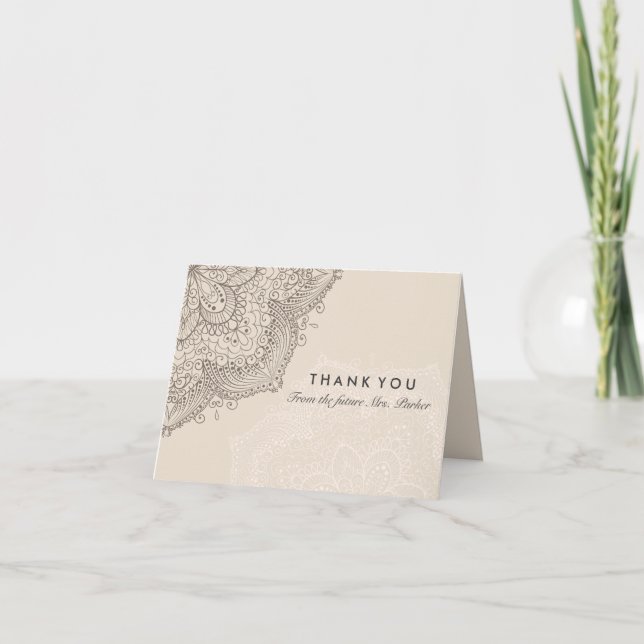 Carte de remerciement en dentelle florale | Crème (Devant)