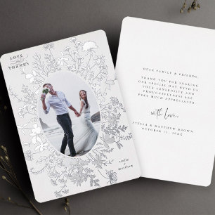 Carte de remerciement en feuille d'argent floral L