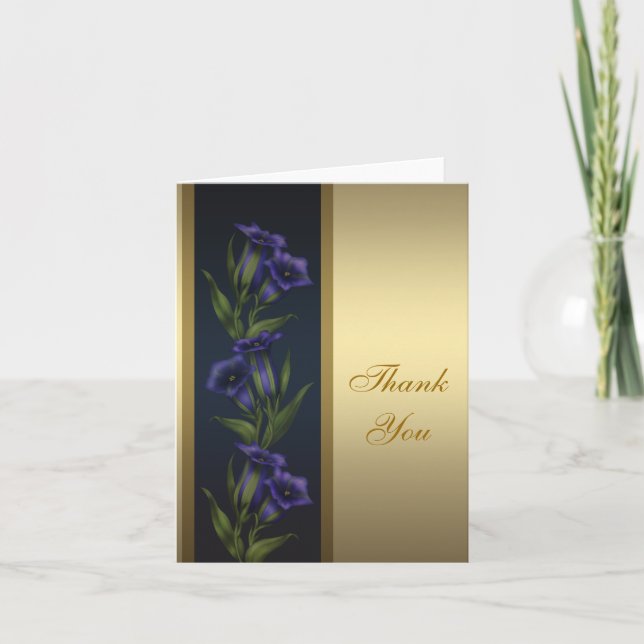Carte de remerciement en or violet cristal violett (Devant)