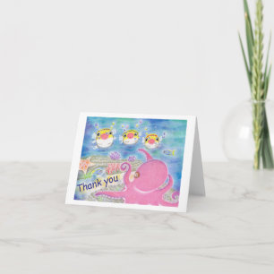 Carte de remerciement Enfant Musique Poisson porc-