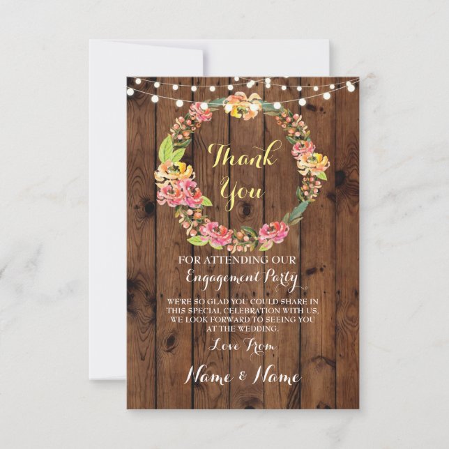 Carte de remerciement Engagement Floral Mariage Bo (Devant)