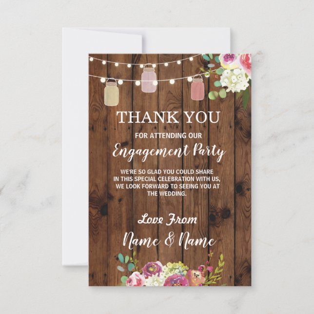 Carte de remerciement Engagement Mariage Pots Flor (Devant)