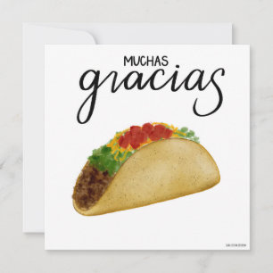 Carte de remerciement espagnole Taco Muchas Gracia