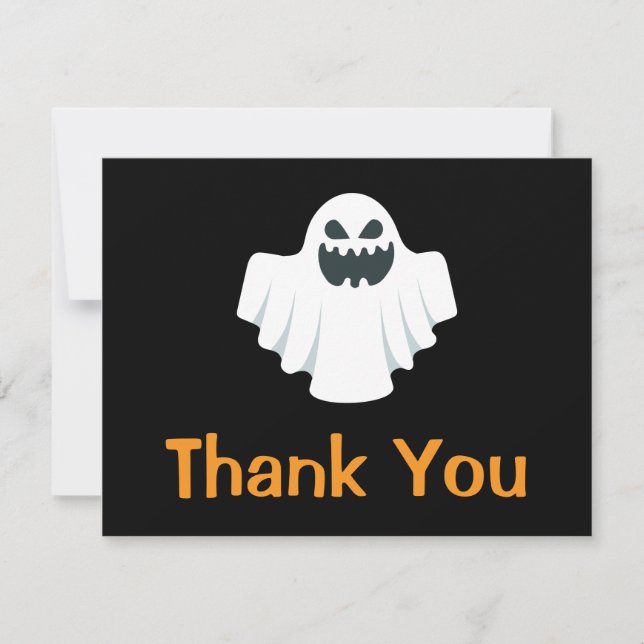 Carte de remerciement fantôme d'Halloween effrayan (Devant)