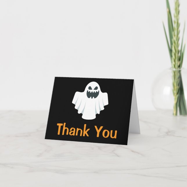 Carte de remerciement fantôme d'Halloween effrayan (Devant)