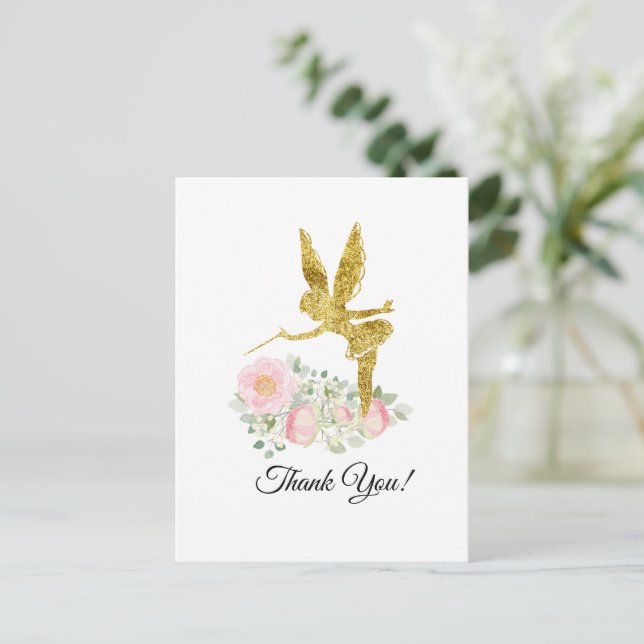 carte de remerciement fée fille (Debout devant)