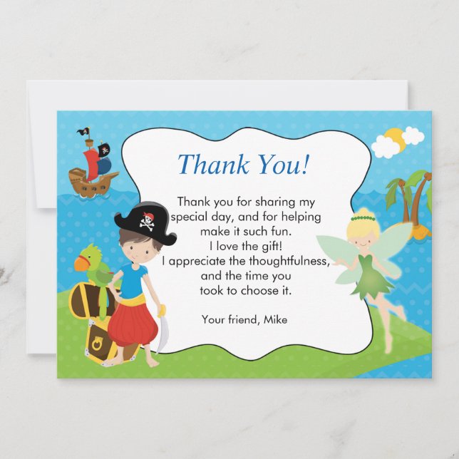 Carte de remerciement Fée Pirate Pixie (Devant)