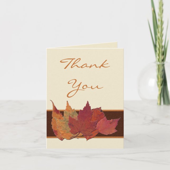 Carte de remerciement Feuilles Séchées Orange Marr (Devant)