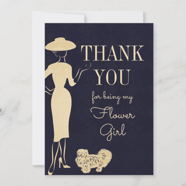 Carte de remerciement Fille des fleurs de mode vin (Devant)